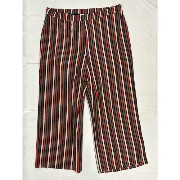 Anthropologie Pleione Wide Leg Stripe Cropped Pant Sparkle Elastic Waist 2X - Picture 1 of 11